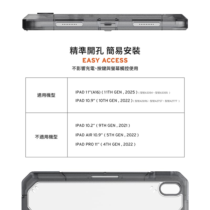 UAG 耐衝擊 Trooper 雙件式 iPad 11 吋 (第 11 代,2025,A16) 軍規防摔保護殼, 透明