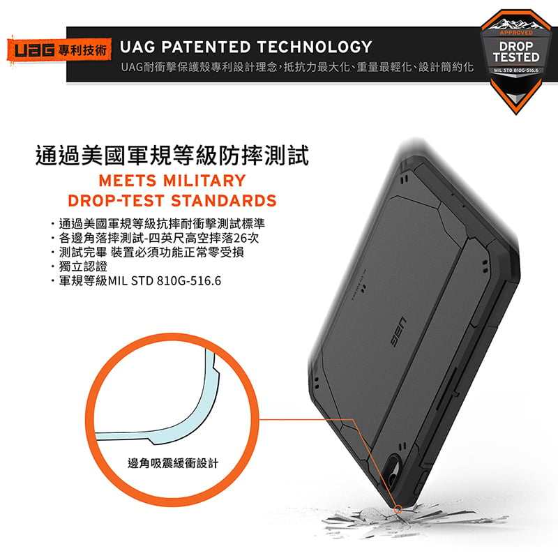 UAG 耐衝擊 Trooper 雙件式 iPad 11 吋 (第 11 代,2025,A16) 軍規防摔保護殼, 透明