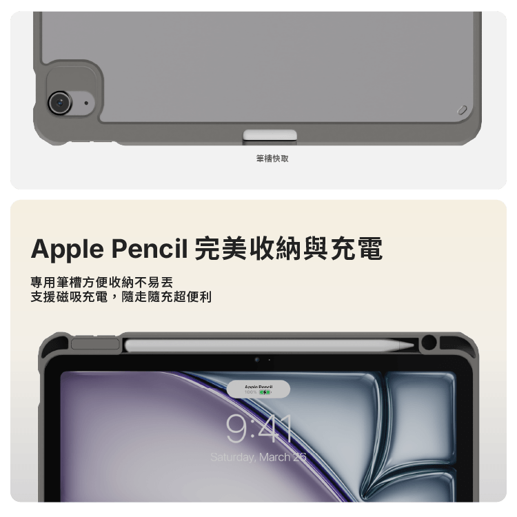 JTLEGEND Youth Transformer iPad Pro 12.9 吋 (第 3 代,2018) 含筆槽可拆面蓋防摔保護殼, 曜黑