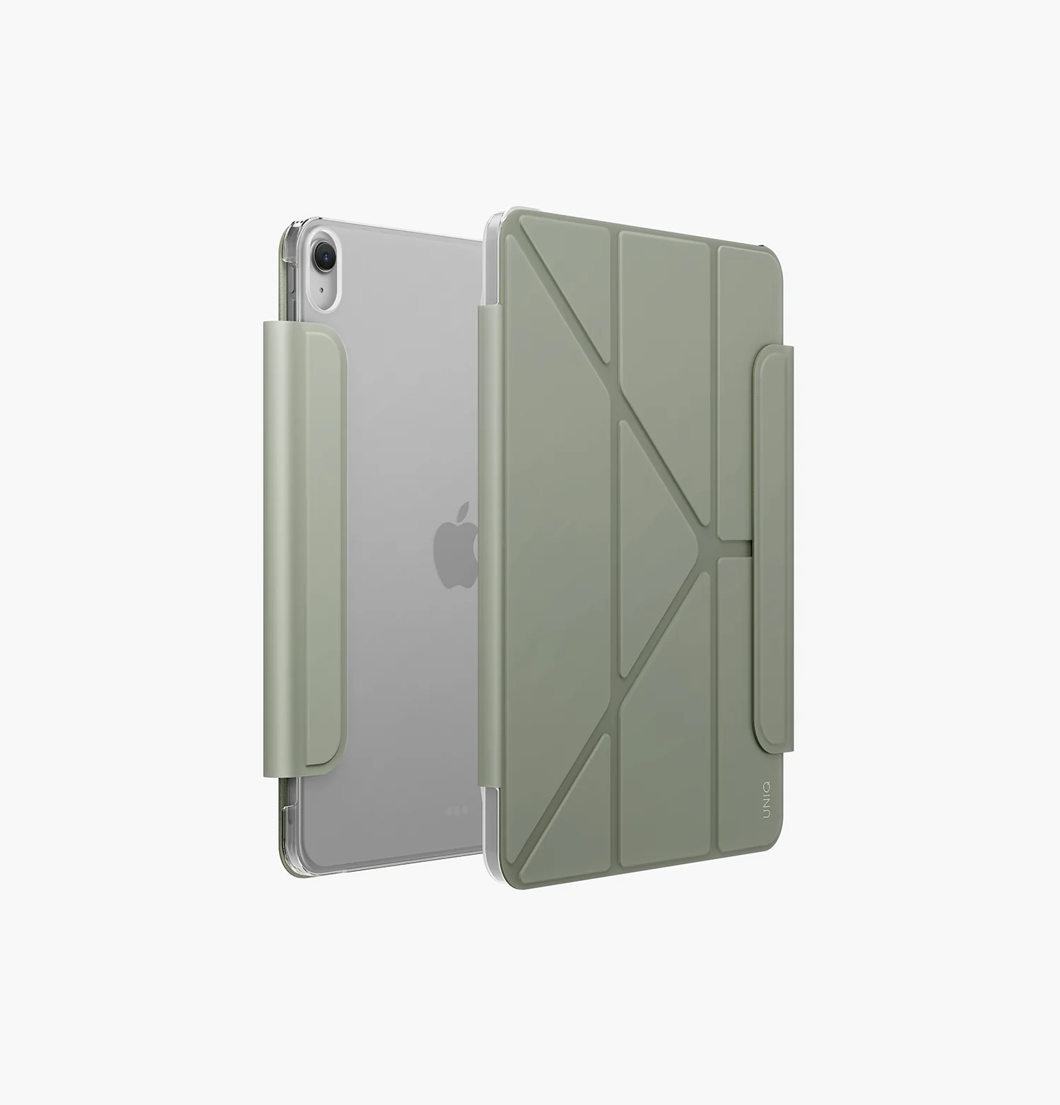 01-UniqCamdenLite-iPadAir11-SageGreen_Web_86aea58d-380a-4c16-8894-030494cf927c_1500x1564 UNIQ Camden Lite 硬邊 iPad Air 10.9 吋 (第 4 代,2020) 多功能極簡透明保護套, 灰綠:圖片 1
