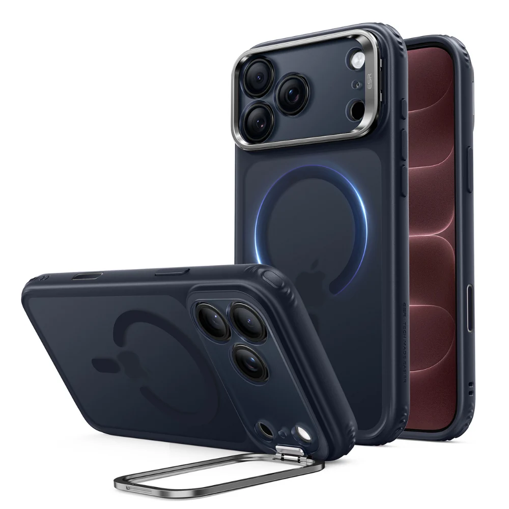 1_6ee1dbcc-7c2a-47d2-b2cb-d8a1708b1398 ESR 億色 磁吸巧匯系列 iPhone 18 Pro Max (6.9 吋,2026) 鏡頭支架手機保護殼 ( 按鍵款 ), 藍邊半透藍:圖片 1