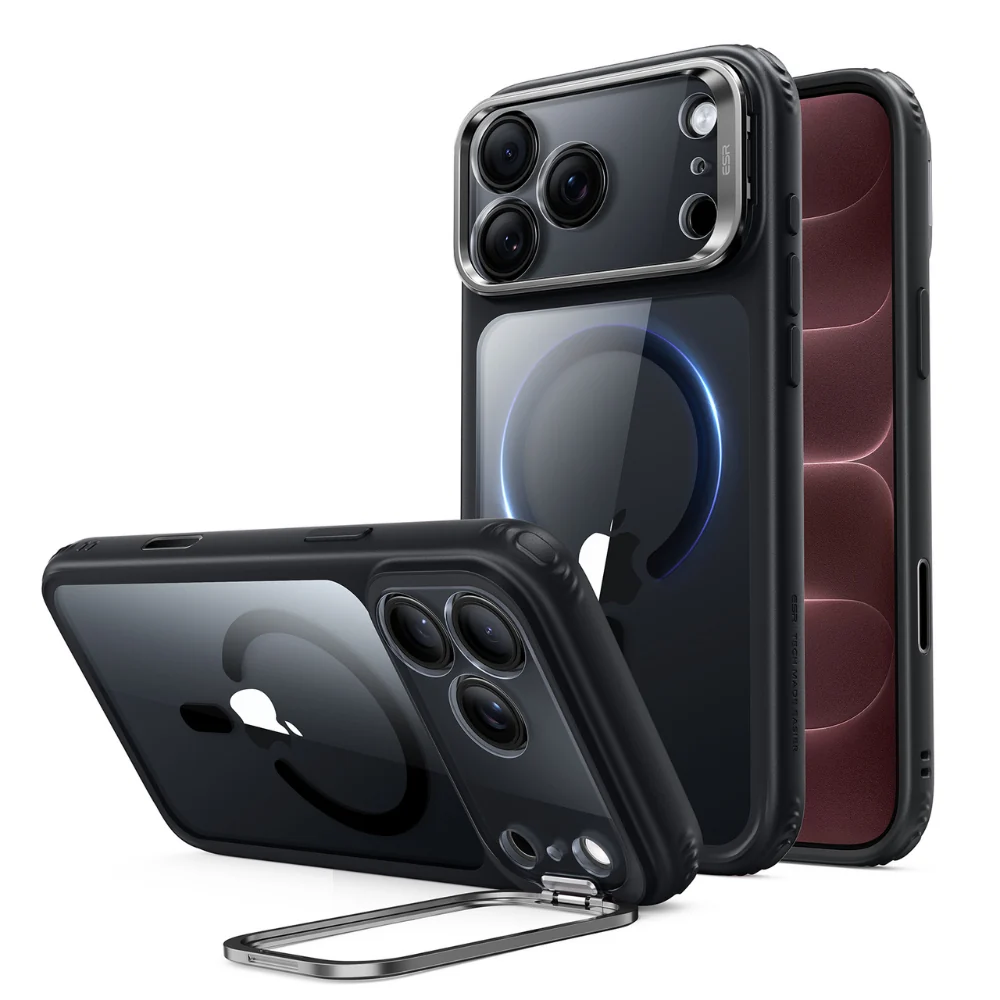 4_c453a2c9-8018-4b85-8778-e18c7f1cc18d ESR 億色 磁吸巧匯系列 iPhone 18 Pro (6.3 吋,2026) 鏡頭支架手機保護殼 ( 按鍵款 ), 黑邊剔透白:圖片 1