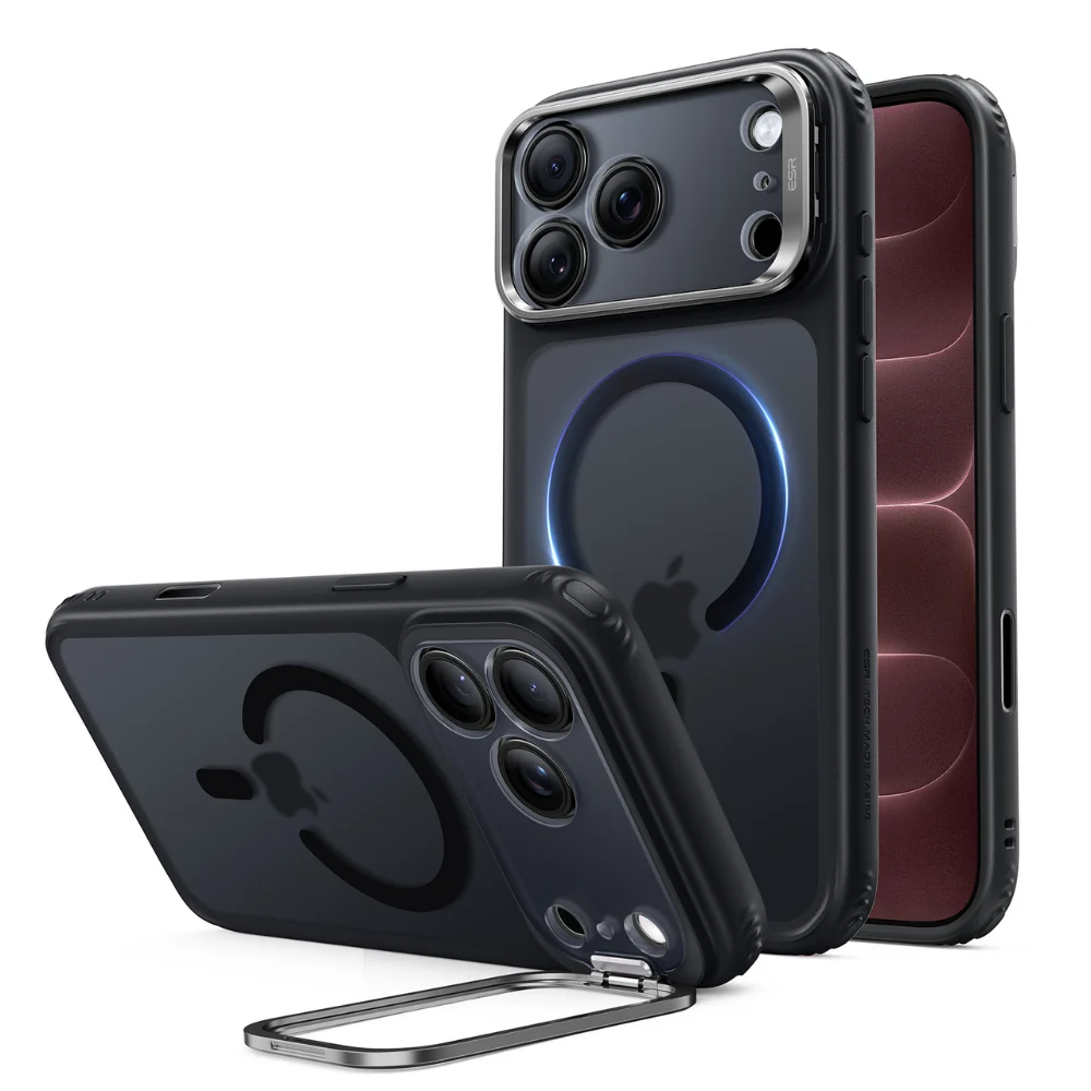 5_3772787f-58f6-4618-8027-fe4ad08de9d2 ESR 億色 磁吸巧匯系列 iPhone 18 Pro Max (6.9 吋,2026) 鏡頭支架手機保護殼 ( 按鍵款 ), 黑邊半透黑:圖片 1