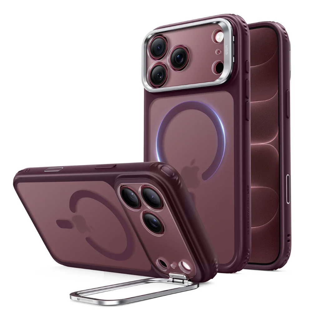 6_dff8ea47-3faf-423b-8cd9-2021dfaadf1a ESR 億色 磁吸巧匯系列 iPhone 18 Pro Max (6.9 吋,2026) 鏡頭支架手機保護殼 ( 按鍵款 ), 酒紅半透紅:圖片 1