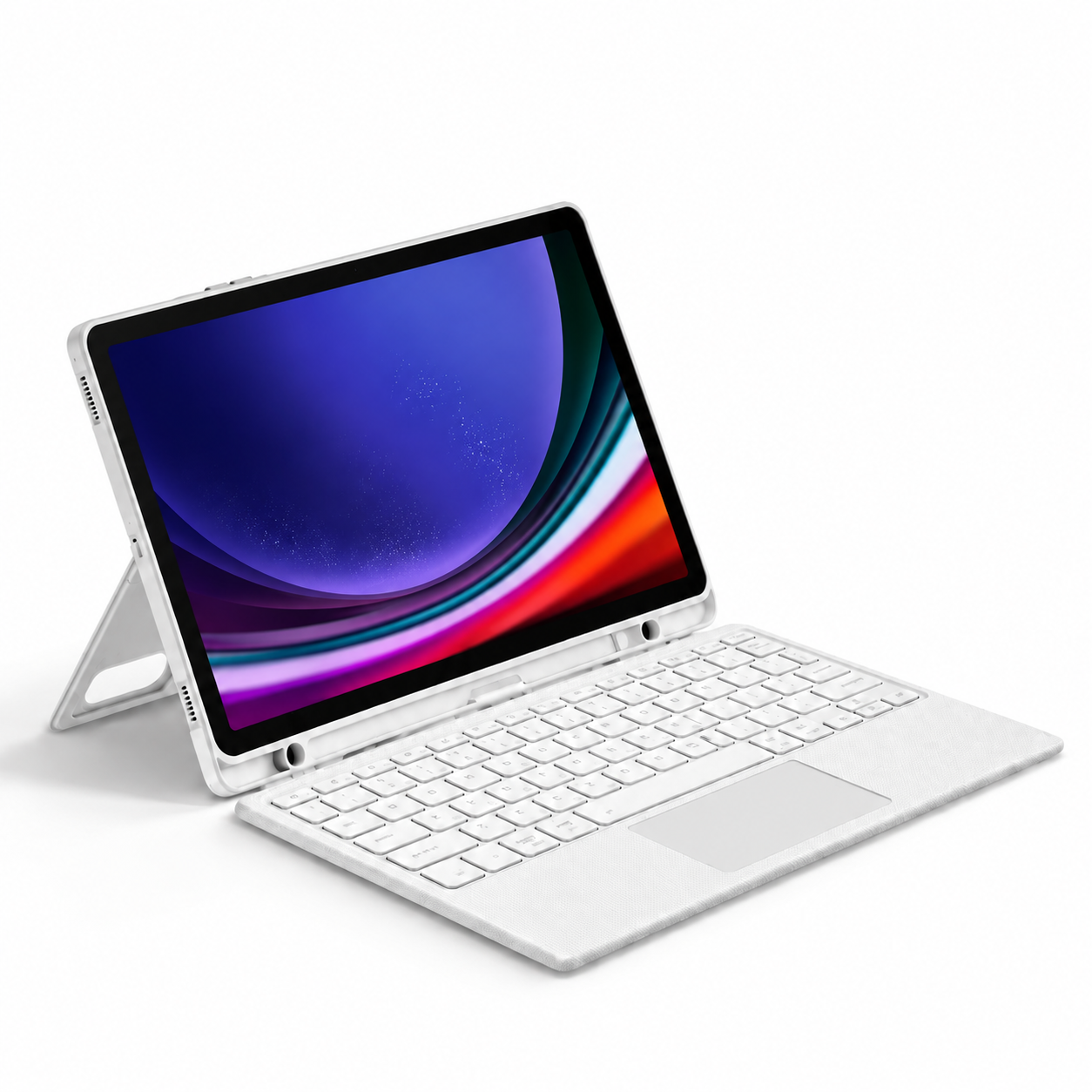 白色二合一平板與絢麗星球桌布 MLTIX FlixBook Galaxy Tab S10 FE (10.9 吋,2025) 多角度磁吸鍵盤保護殼 - 繁體, 白:圖片 1